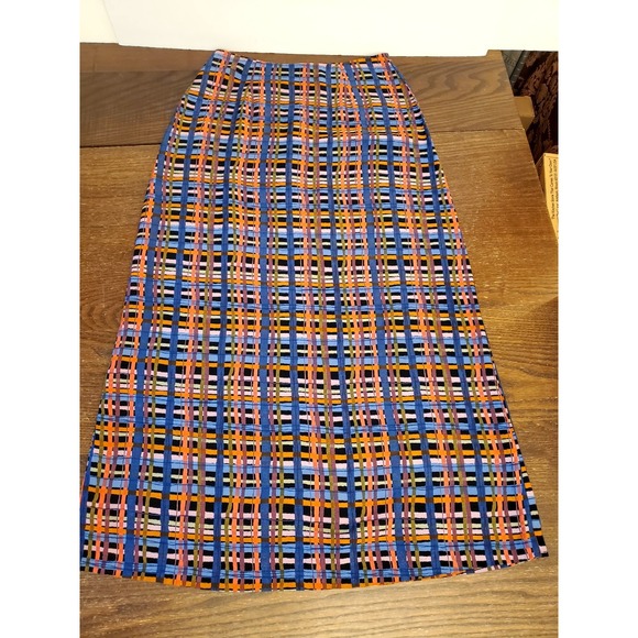 Vintage Express Rayon Basketweave Plaid Maxi Skirt Size 7/8 Juniors USA Womens S - Picture 16 of 16